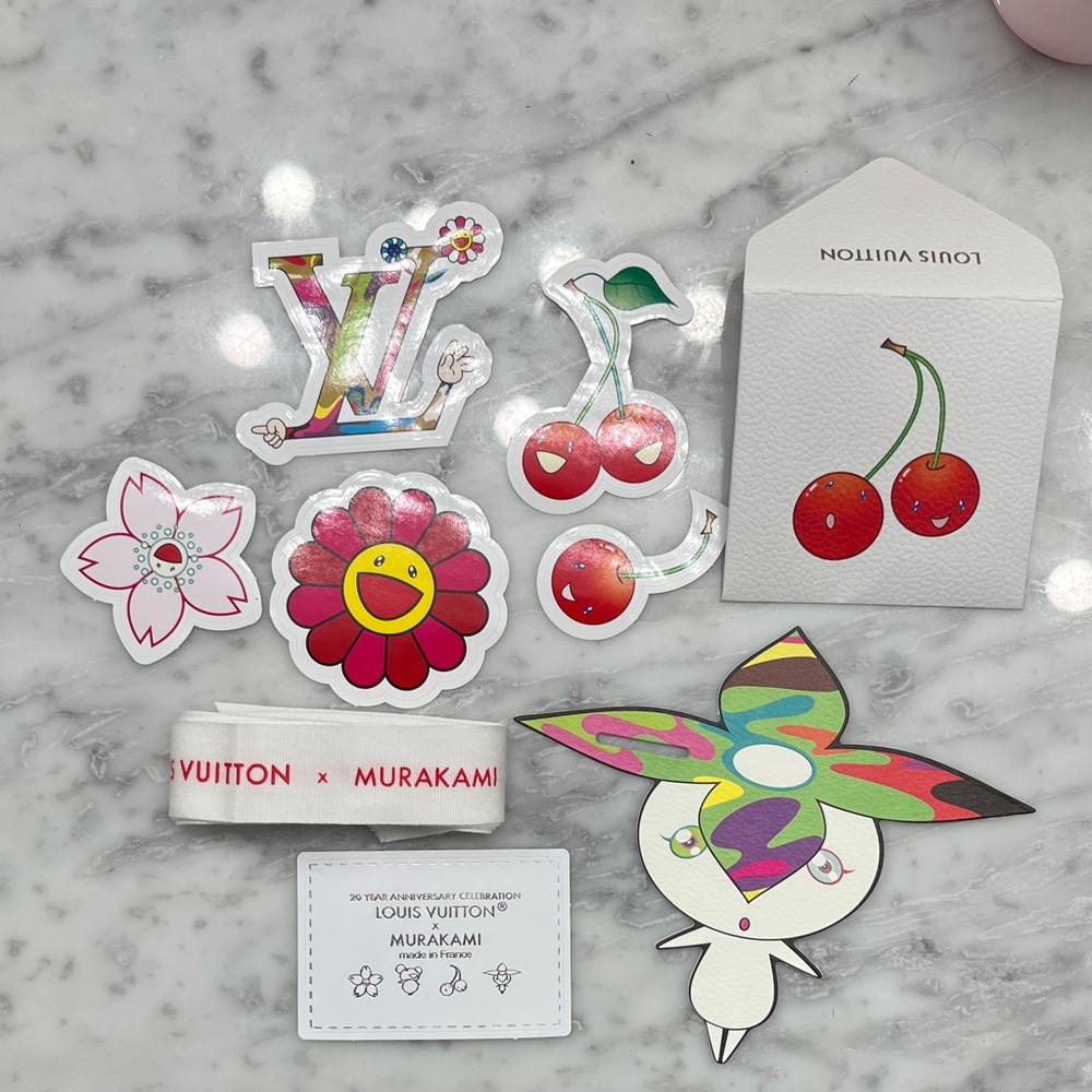 Louis Vuitton Murakami stickers, ribbon, ribbon card